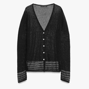 Zara Black Sheer Button-Up Cardigan